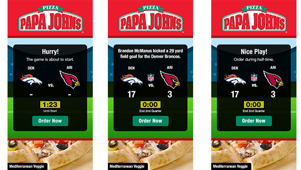 Papa John's Sports Data-Driven Creative Mobile & Desktop Ad